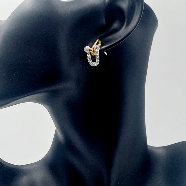 21K حلق برغي مرصع-مجوهرات الشيخ سعيد-Saeed Jewelry 