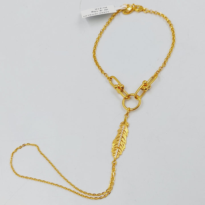 21K كف ورق الشجر مرصع-مجوهرات الشيخ سعيد-Saeed Jewelry 