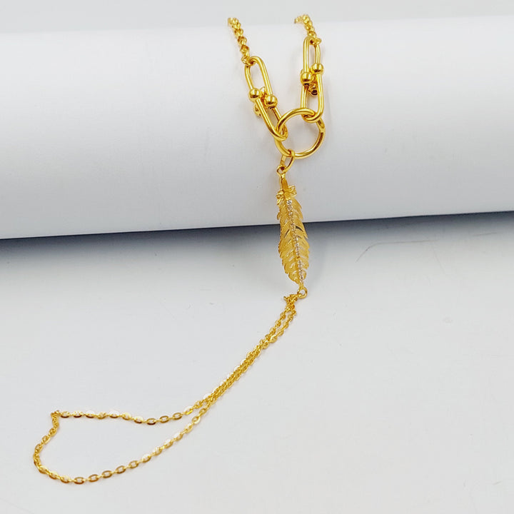 21K كف ورق الشجر مرصع-مجوهرات الشيخ سعيد-Saeed Jewelry 