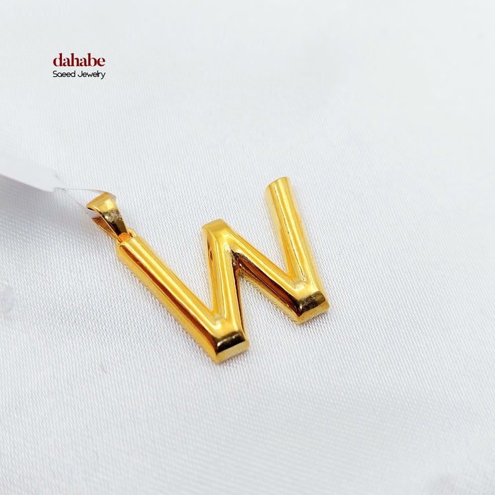 21K تعليقة W حرف-مجوهرات الشيخ سعيد-Saeed Jewelry 