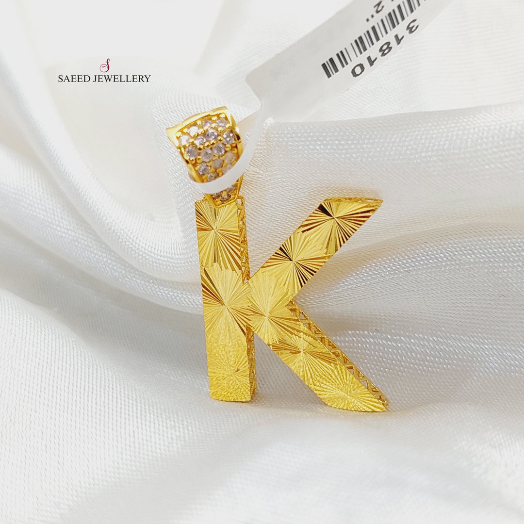 21K تعليقة K حرف مرصع-مجوهرات الشيخ سعيد-Saeed Jewelry 