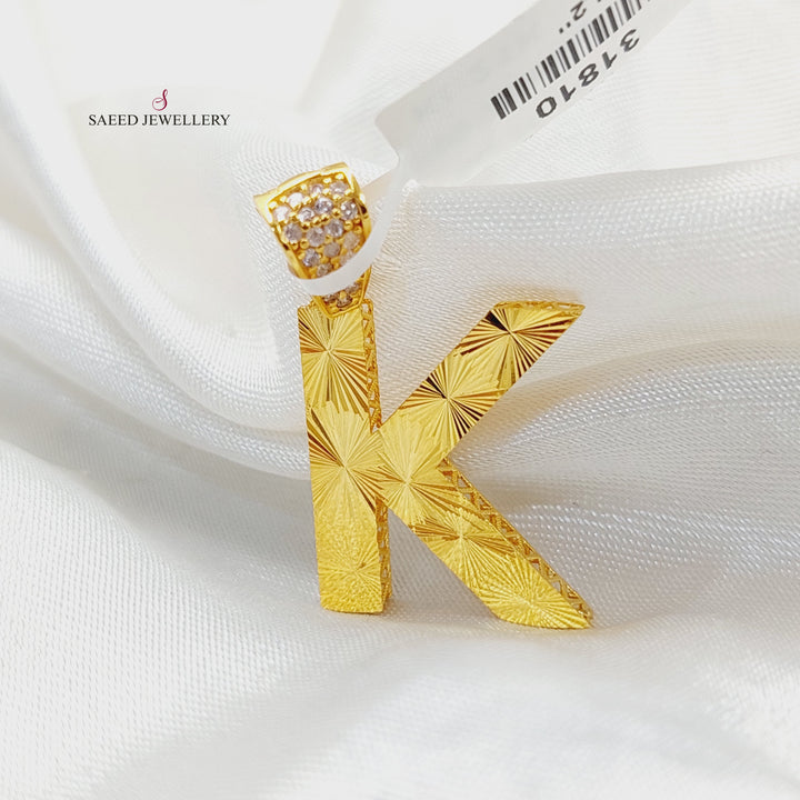 21K تعليقة K حرف مرصع-مجوهرات الشيخ سعيد-Saeed Jewelry 