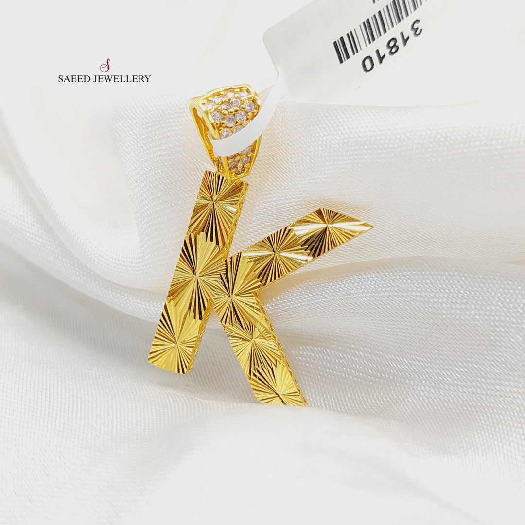 21K تعليقة K حرف مرصع-مجوهرات الشيخ سعيد-Saeed Jewelry 