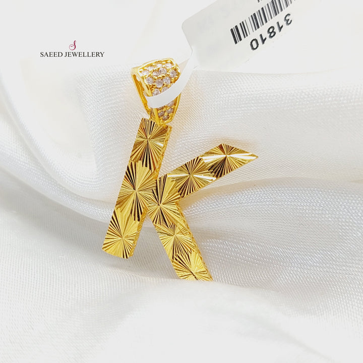 21K تعليقة K حرف مرصع-مجوهرات الشيخ سعيد-Saeed Jewelry 