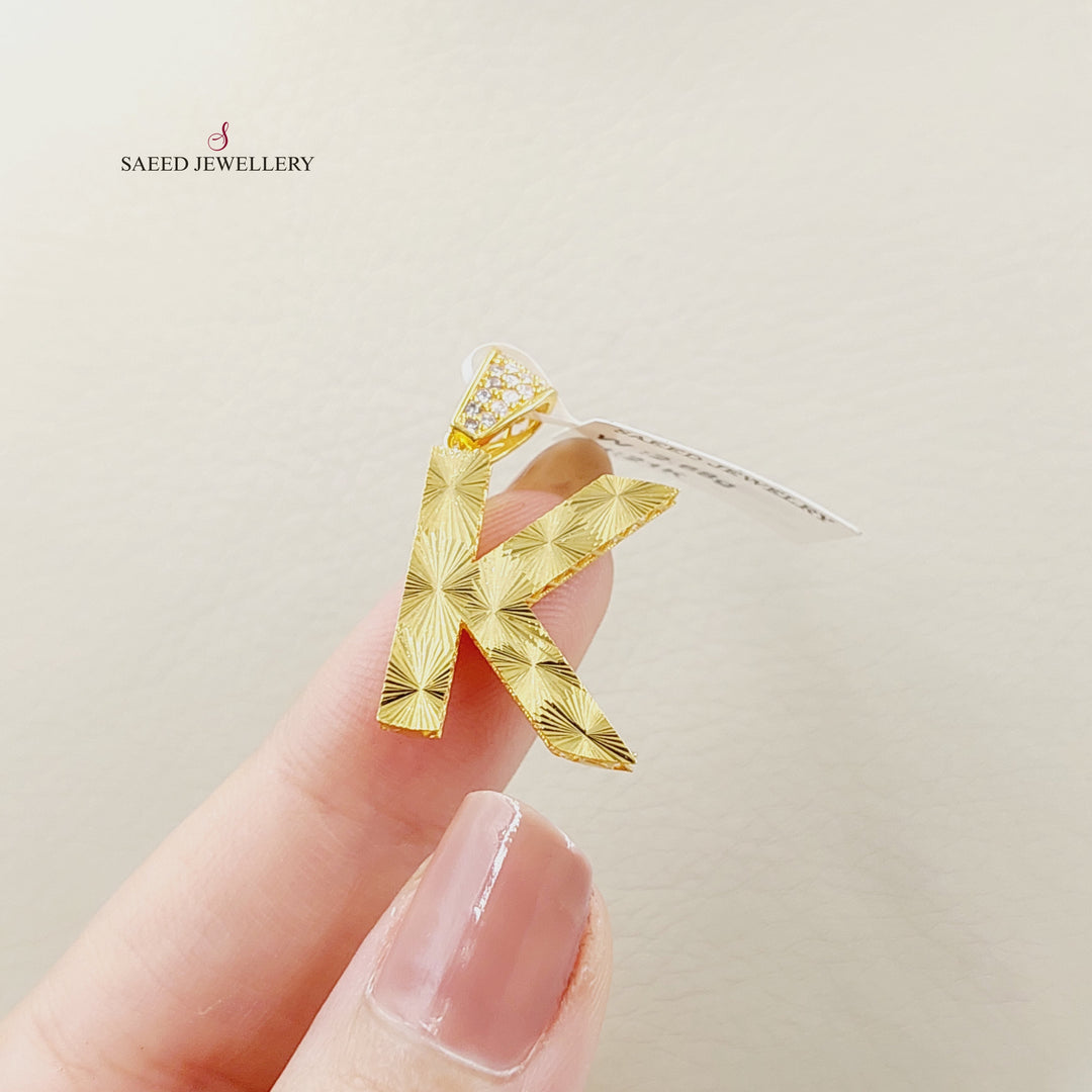21K تعليقة K حرف مرصع-مجوهرات الشيخ سعيد-Saeed Jewelry 