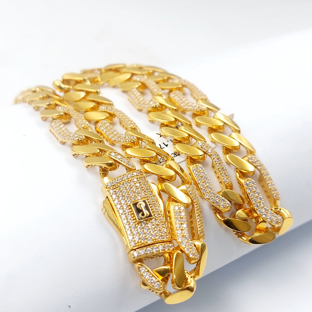 21K عقد جنزير مرصع-مجوهرات الشيخ سعيد-Saeed Jewelry 