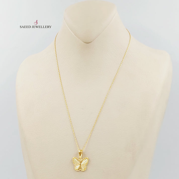 21K عقد فراشة اكسترا-مجوهرات الشيخ سعيد-Saeed Jewelry 