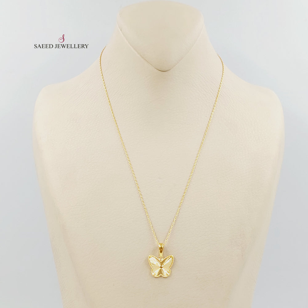 21K عقد فراشة اكسترا-مجوهرات الشيخ سعيد-Saeed Jewelry 