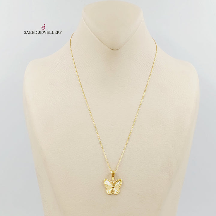 21K عقد فراشة اكسترا-مجوهرات الشيخ سعيد-Saeed Jewelry 