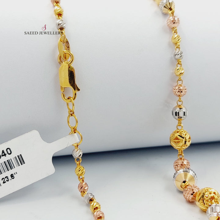 21K عقد مسبحة طابات-مجوهرات الشيخ سعيد-Saeed Jewelry 