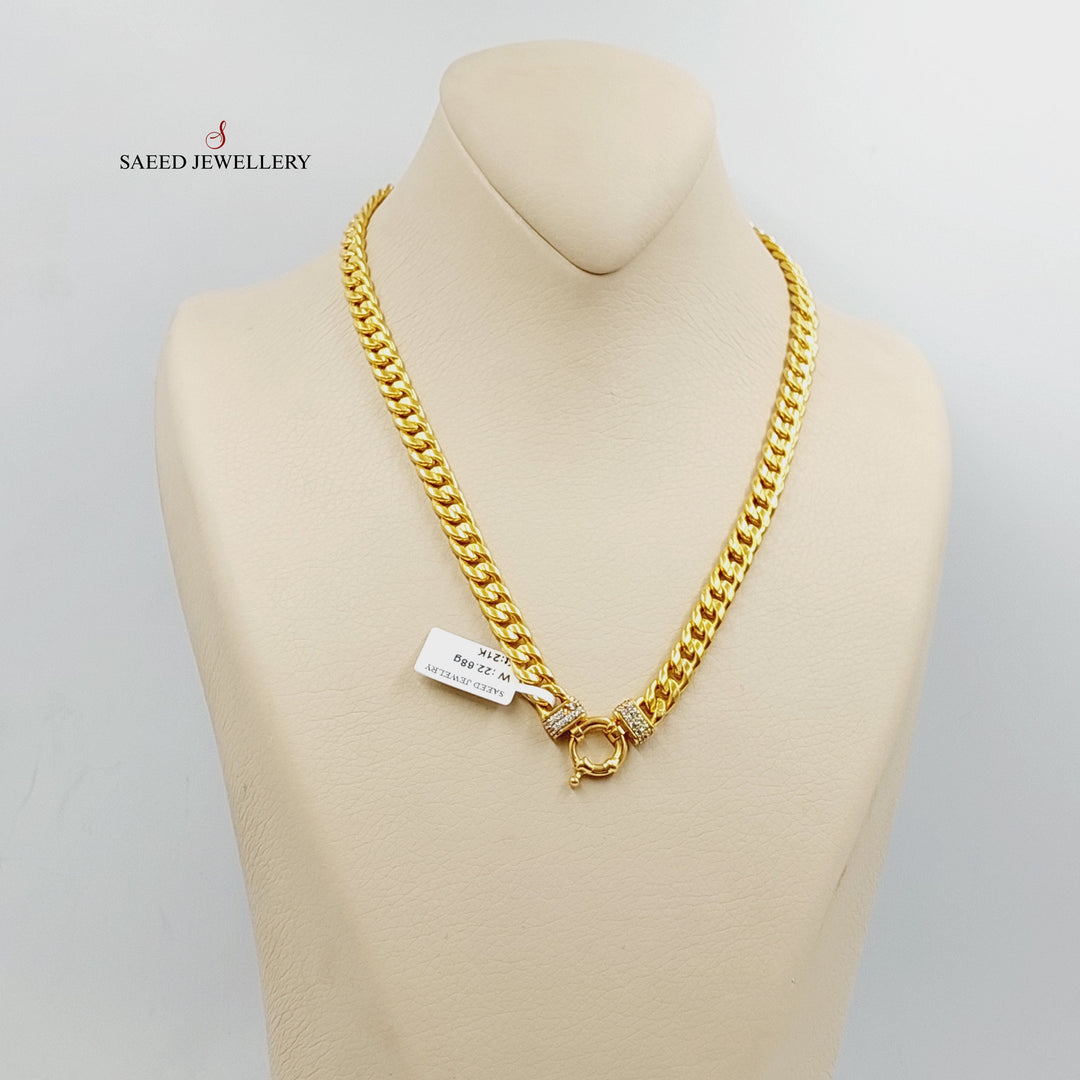 21K عقد جنزير مينا مرصع-مجوهرات الشيخ سعيد-Saeed Jewelry 