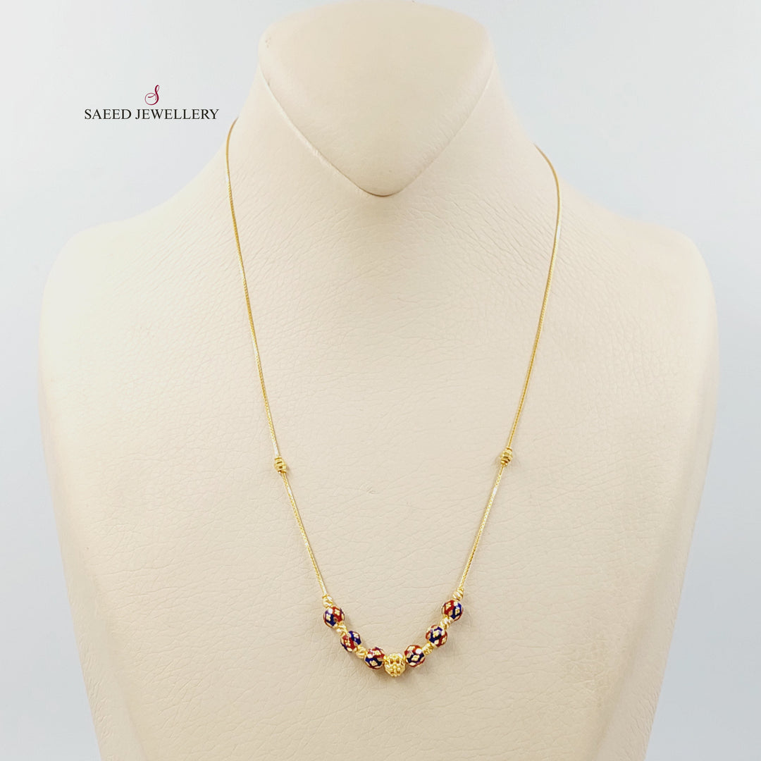 21K عقد مسبحة مينا-مجوهرات الشيخ سعيد-Saeed Jewelry 