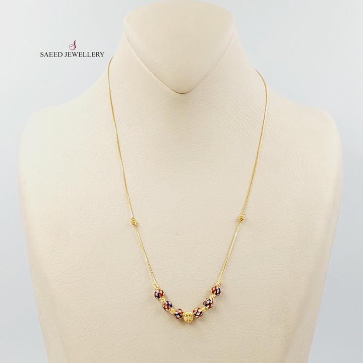 21K عقد مسبحة مينا-مجوهرات الشيخ سعيد-Saeed Jewelry 