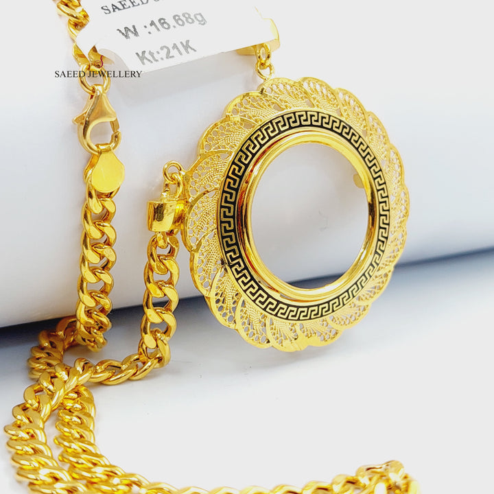 21K عقد برواز مينا-مجوهرات الشيخ سعيد-Saeed Jewelry 