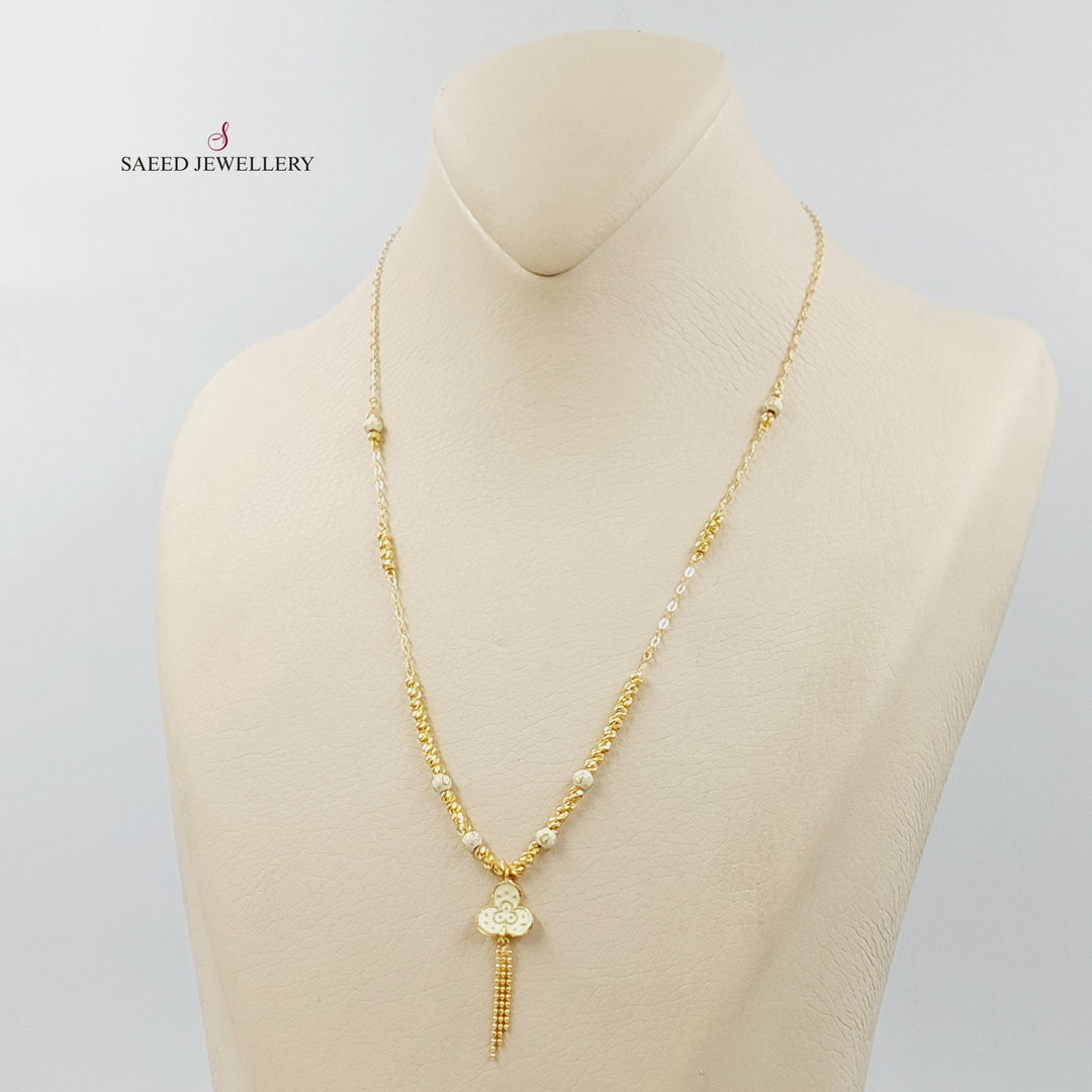 21K عقد مسبحة مينا-مجوهرات الشيخ سعيد-Saeed Jewelry 