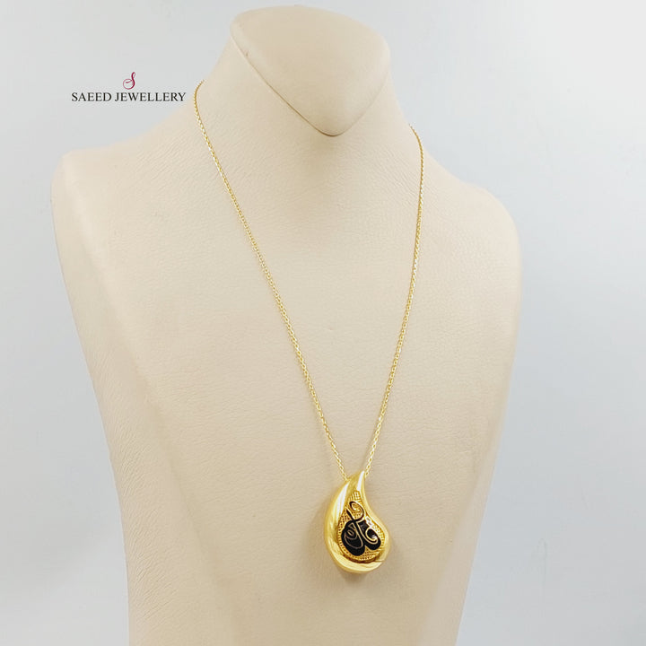 21K عقد لوزة مينا-مجوهرات الشيخ سعيد-Saeed Jewelry 