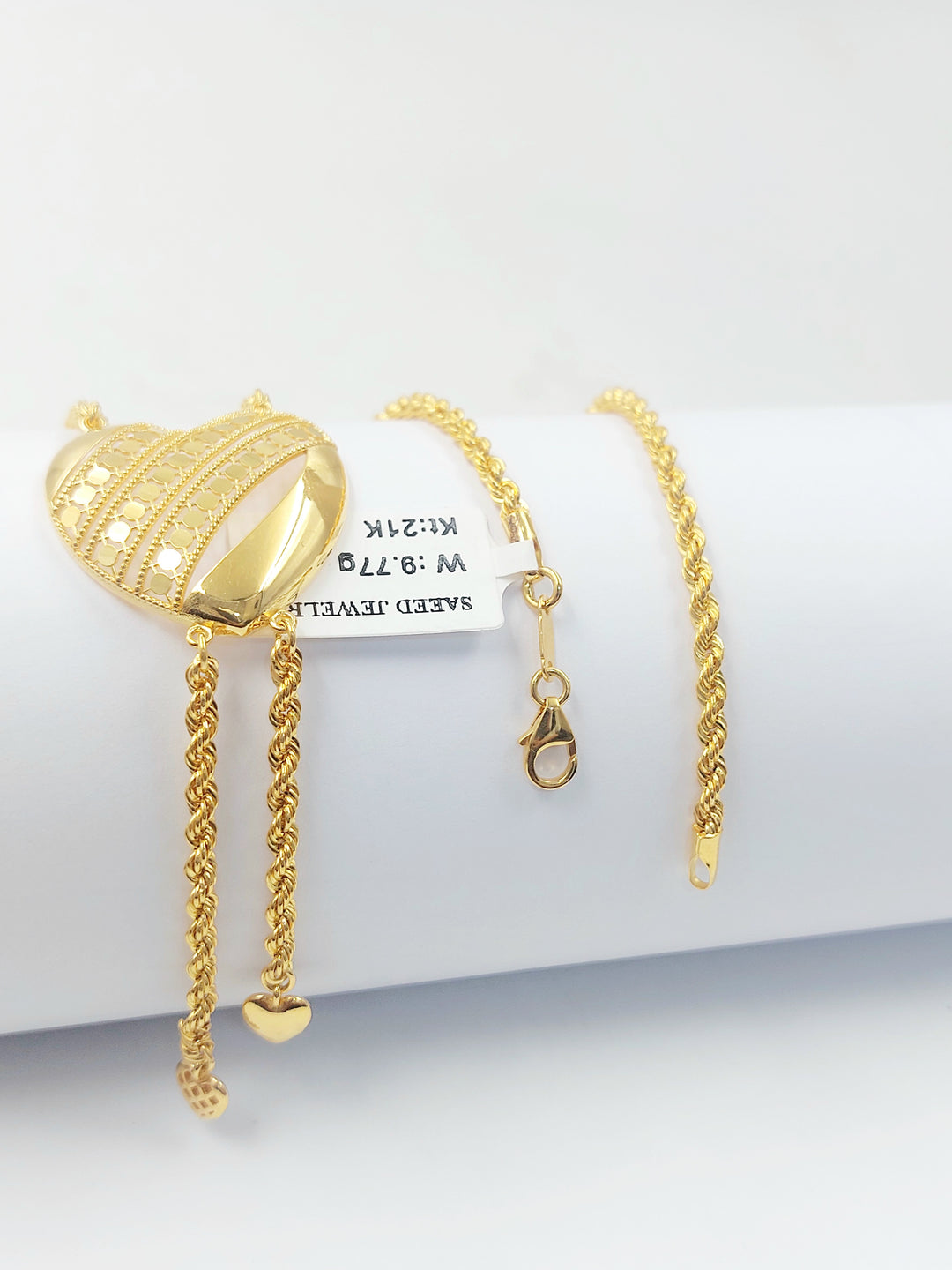 21K عقد مسبحة قلب-مجوهرات الشيخ سعيد-Saeed Jewelry 