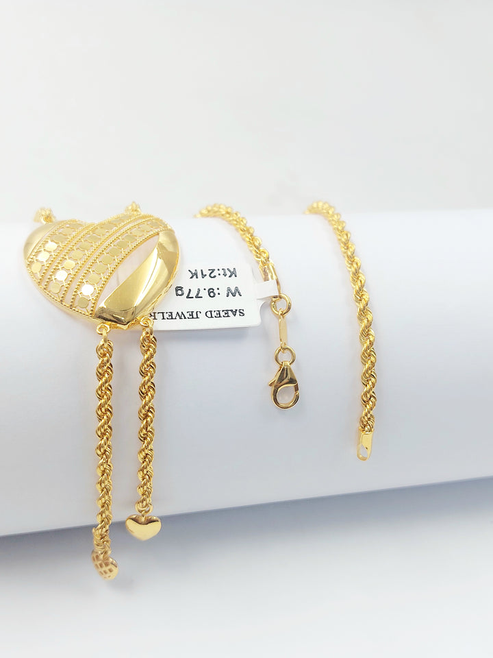 21K عقد مسبحة قلب-مجوهرات الشيخ سعيد-Saeed Jewelry 