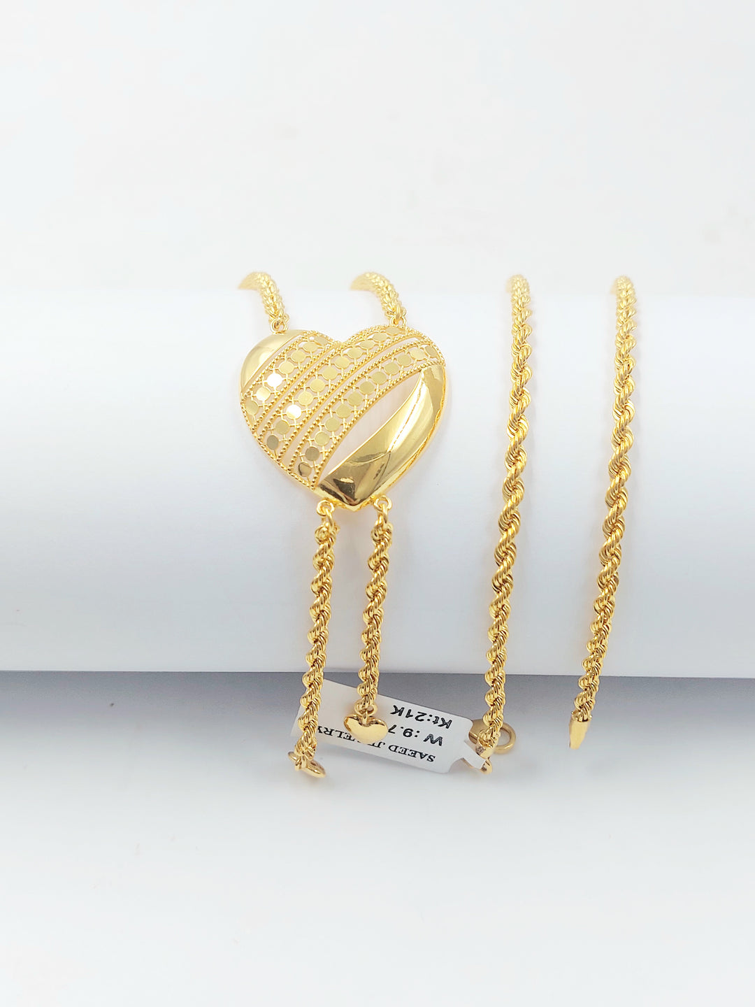 21K عقد مسبحة قلب-مجوهرات الشيخ سعيد-Saeed Jewelry 