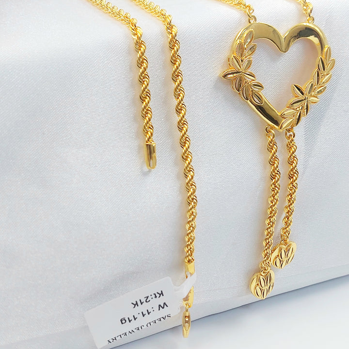 21K عقد مسبحة قلب-مجوهرات الشيخ سعيد-Saeed Jewelry 