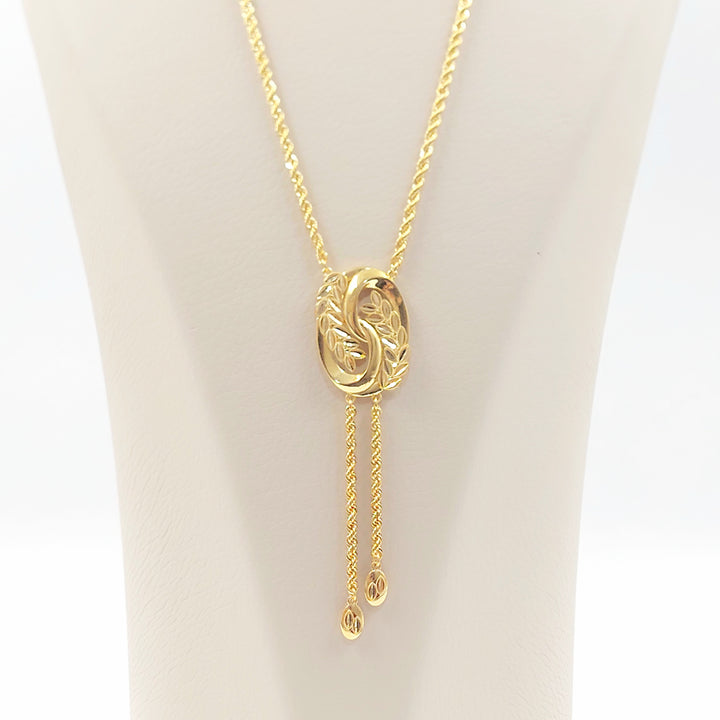 21K عقد مسبحة ورق الشجر-مجوهرات الشيخ سعيد-Saeed Jewelry 