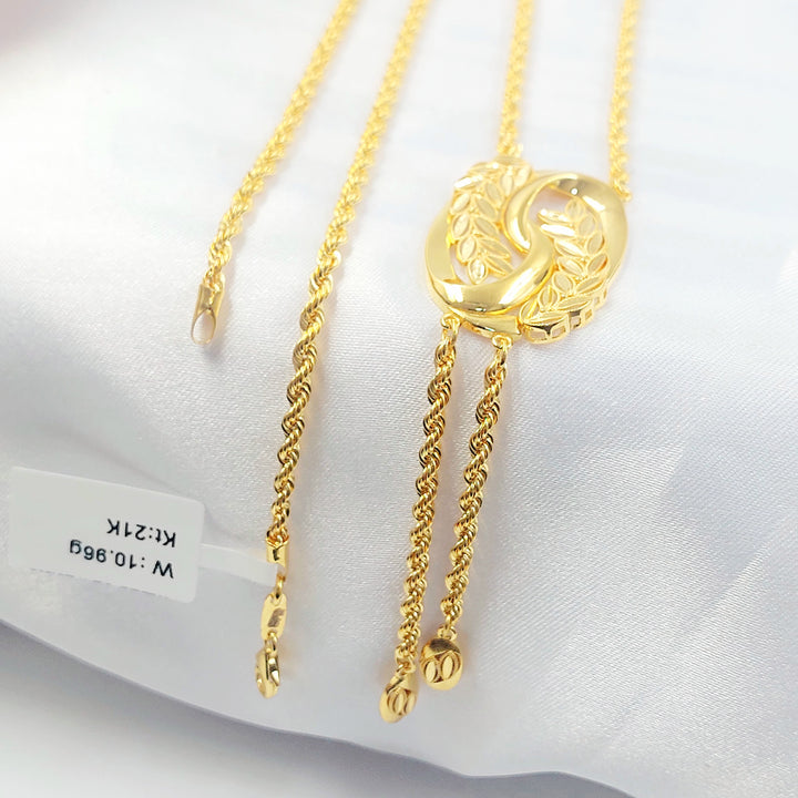 21K عقد مسبحة ورق الشجر-مجوهرات الشيخ سعيد-Saeed Jewelry 