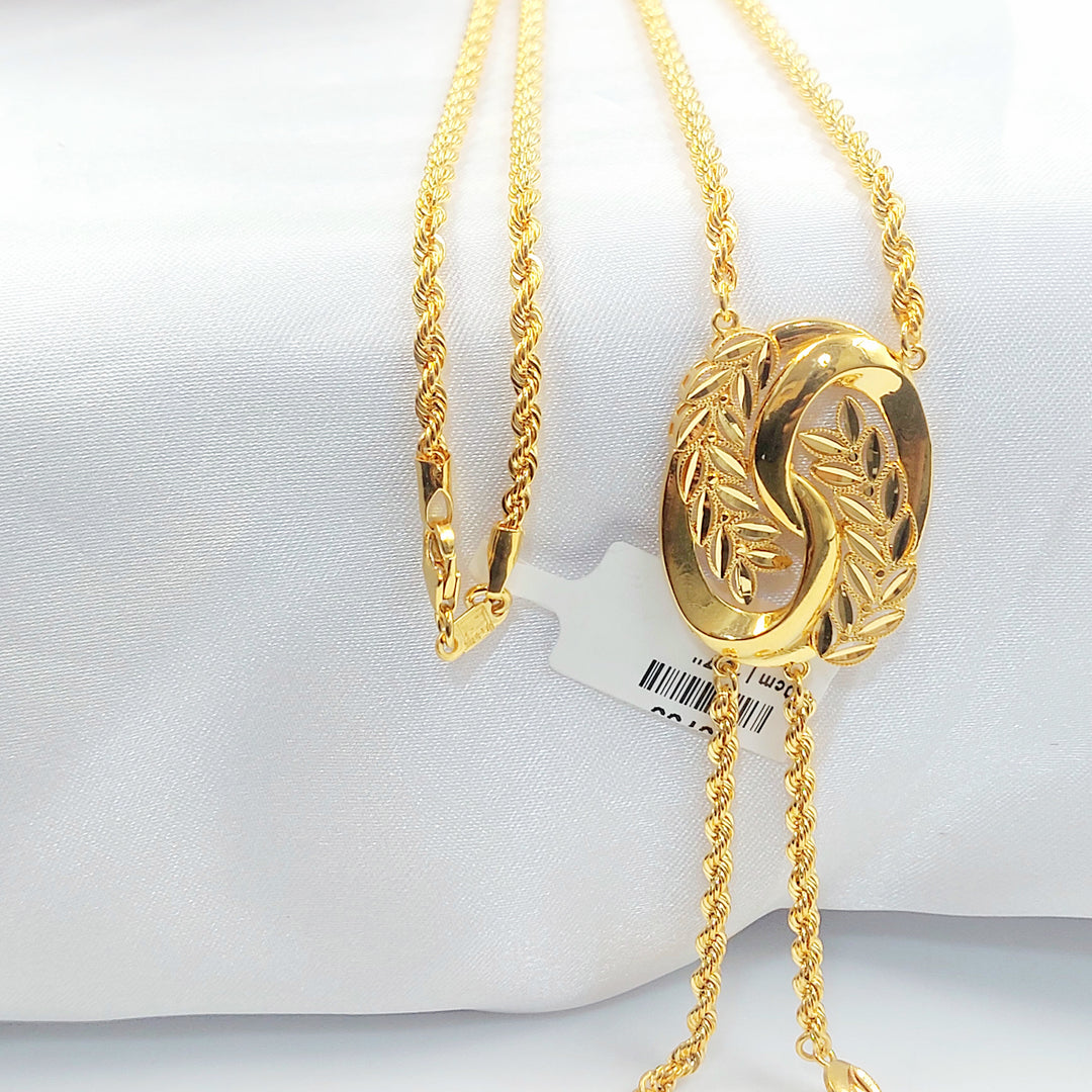 21K عقد مسبحة ورق الشجر-مجوهرات الشيخ سعيد-Saeed Jewelry 