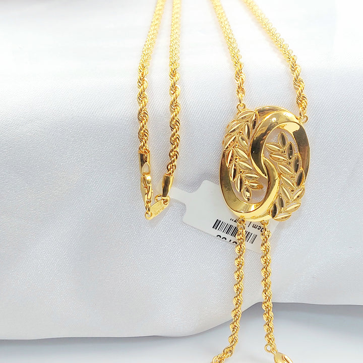 21K عقد مسبحة ورق الشجر-مجوهرات الشيخ سعيد-Saeed Jewelry 