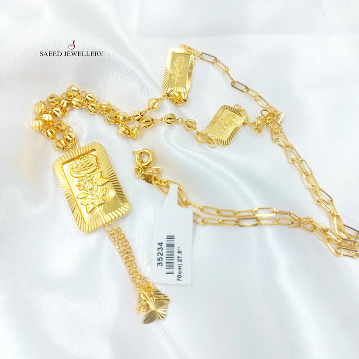 21K عقد مسبحة اونصه-مجوهرات الشيخ سعيد-Saeed Jewelry 