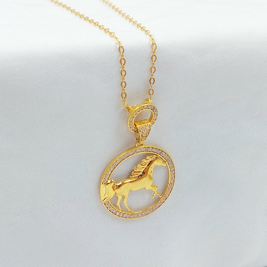 21K عقد حصان مرصع-مجوهرات الشيخ سعيد-Saeed Jewelry 