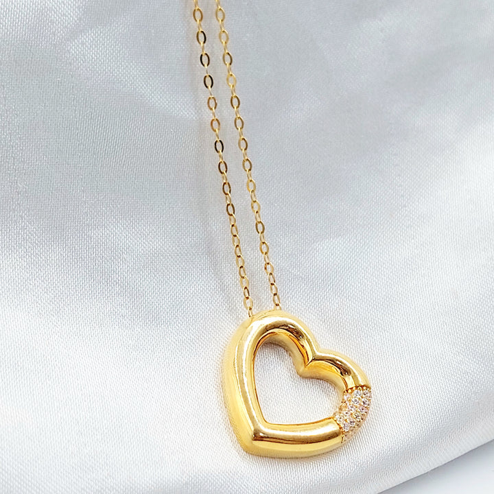 21K عقد قلب مرصع-مجوهرات الشيخ سعيد-Saeed Jewelry 