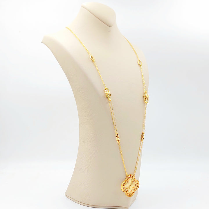 21K عقد وردة مرصع-مجوهرات الشيخ سعيد-Saeed Jewelry 