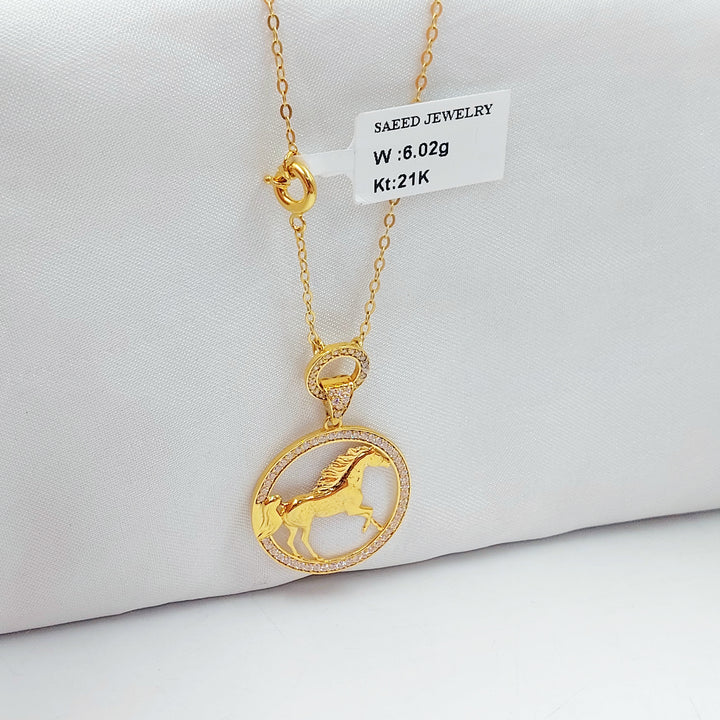 21K عقد حصان مرصع-مجوهرات الشيخ سعيد-Saeed Jewelry 