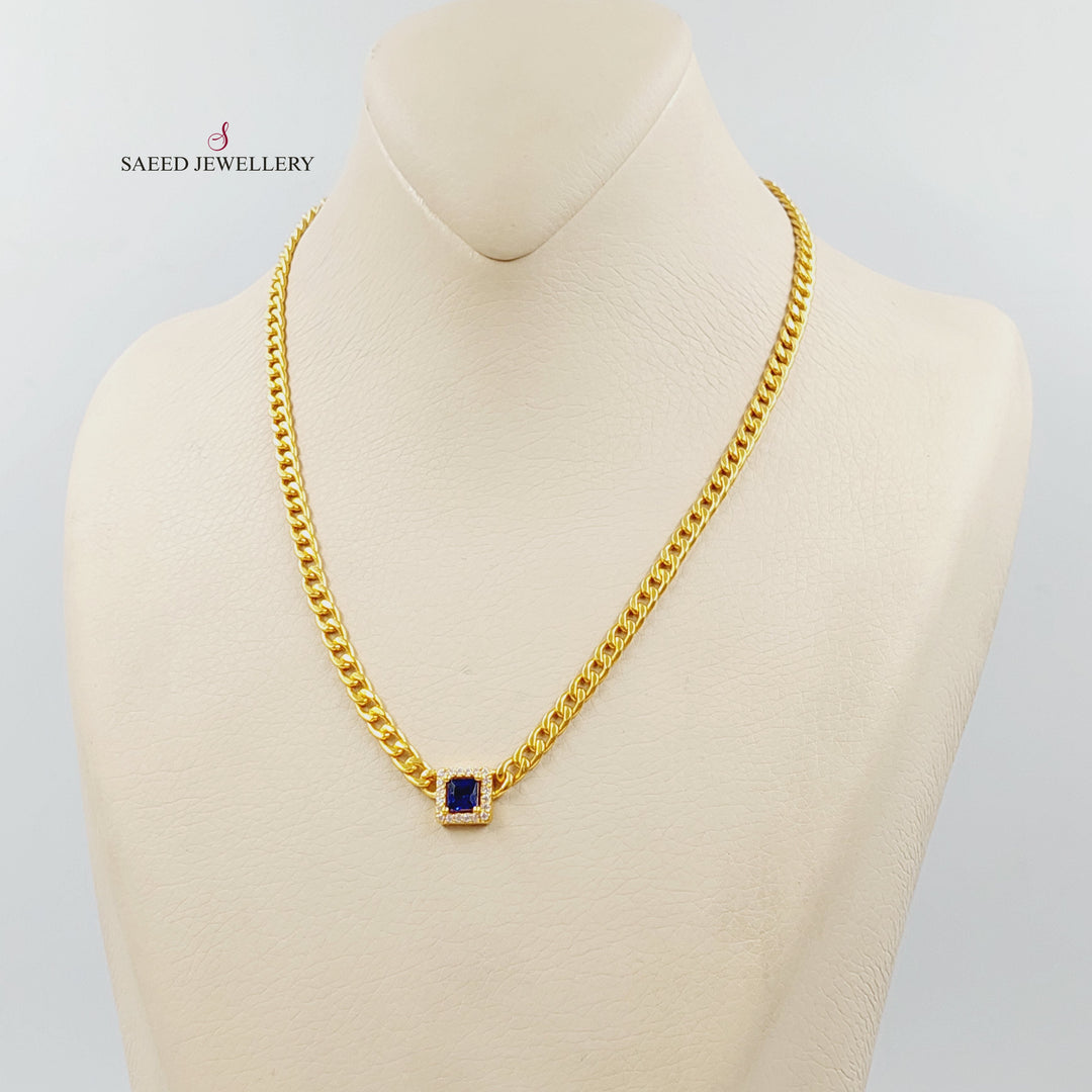 21K عقد جنزير مرصع-مجوهرات الشيخ سعيد-Saeed Jewelry 