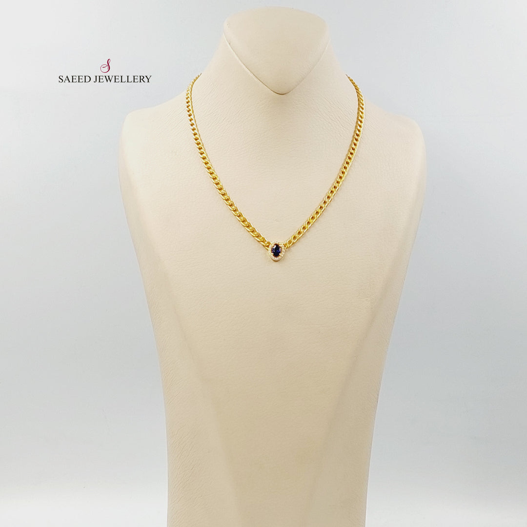 21K عقد جنزير مرصع-مجوهرات الشيخ سعيد-Saeed Jewelry 