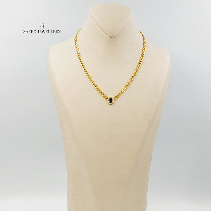 21K عقد جنزير مرصع-مجوهرات الشيخ سعيد-Saeed Jewelry 