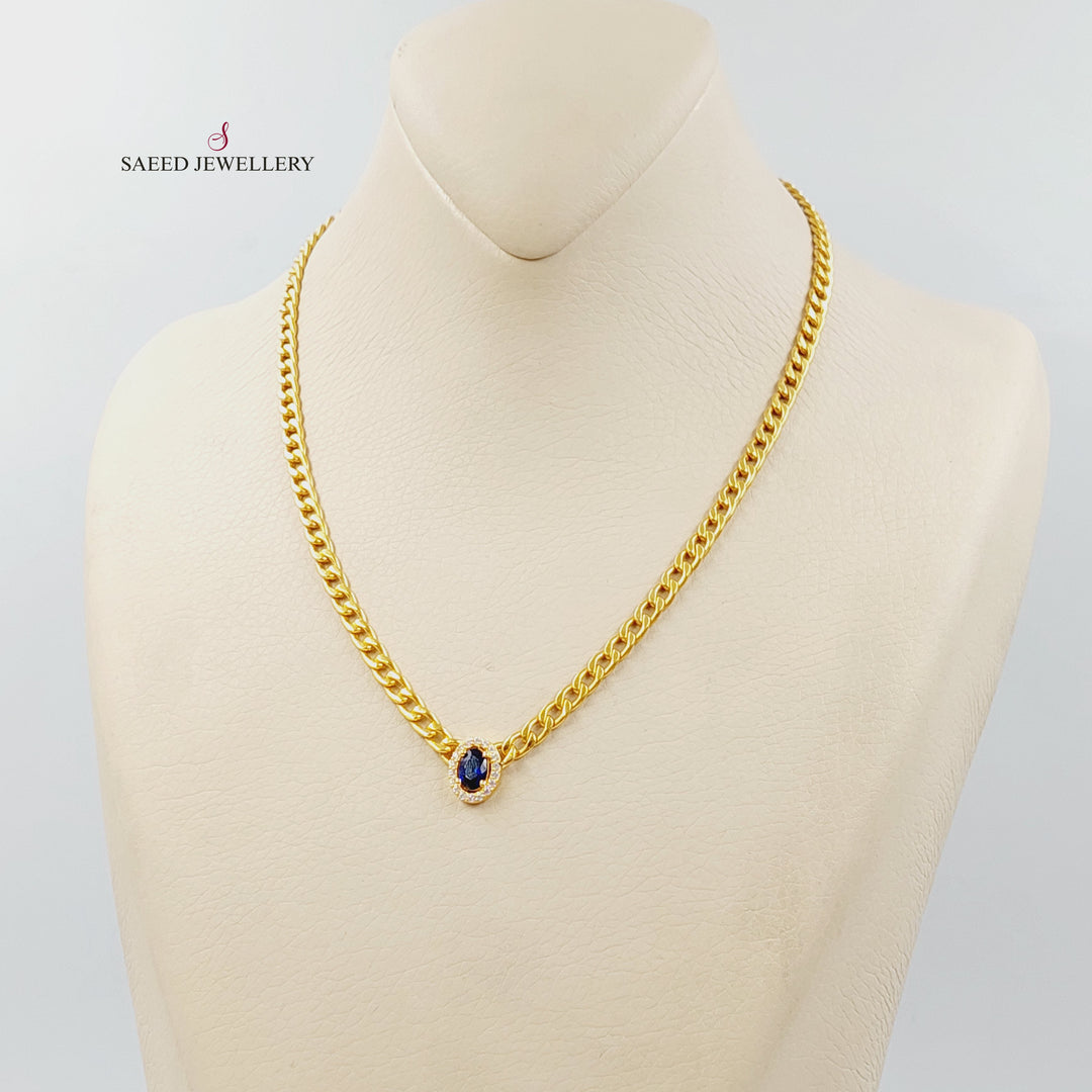 21K عقد جنزير مرصع-مجوهرات الشيخ سعيد-Saeed Jewelry 