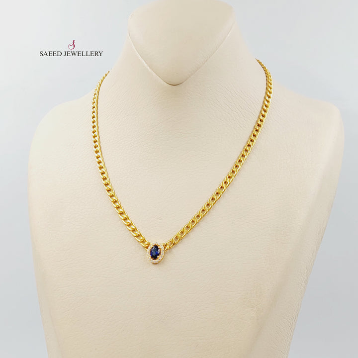 21K عقد جنزير مرصع-مجوهرات الشيخ سعيد-Saeed Jewelry 