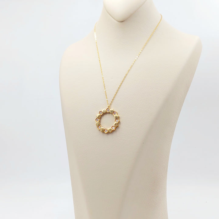 21K عقد شمس مرصع-مجوهرات الشيخ سعيد-Saeed Jewelry 