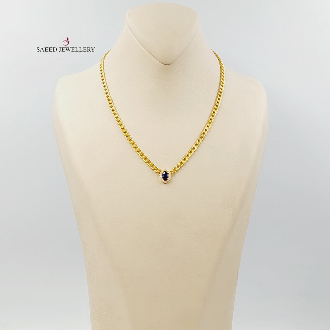 21K عقد جنزير مرصع-مجوهرات الشيخ سعيد-Saeed Jewelry 