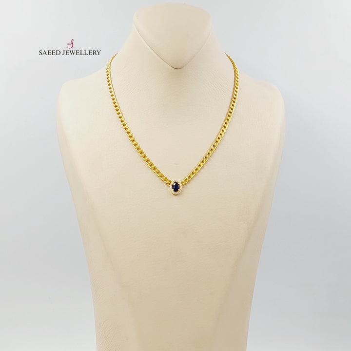 21K عقد جنزير مرصع-مجوهرات الشيخ سعيد-Saeed Jewelry 