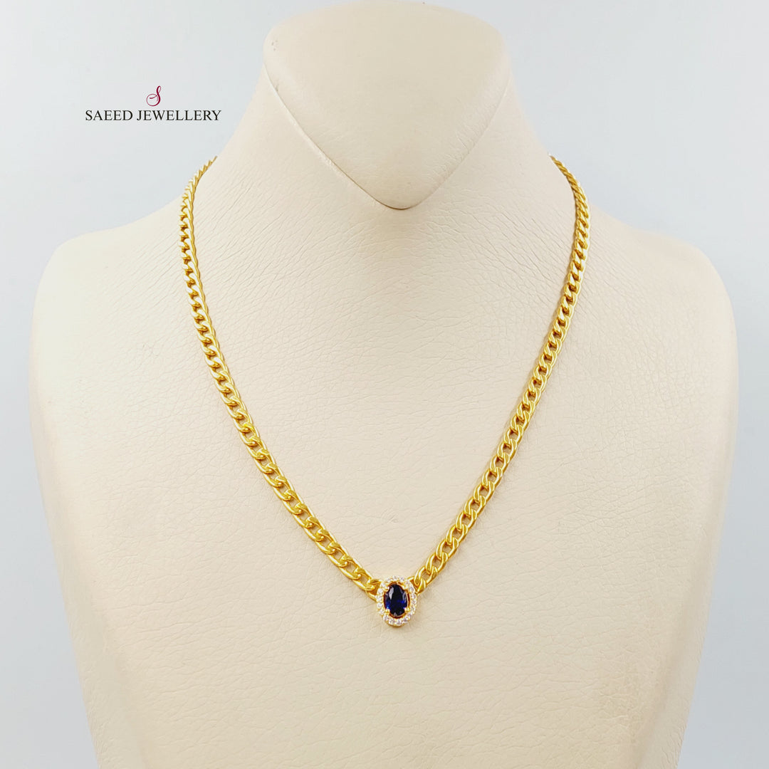 21K عقد جنزير مرصع-مجوهرات الشيخ سعيد-Saeed Jewelry 