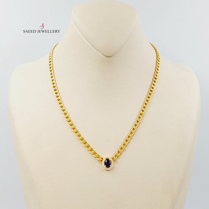 21K عقد جنزير مرصع-مجوهرات الشيخ سعيد-Saeed Jewelry 