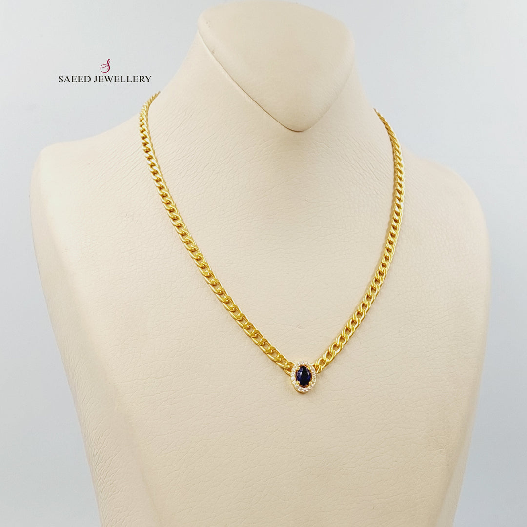 21K عقد جنزير مرصع-مجوهرات الشيخ سعيد-Saeed Jewelry 