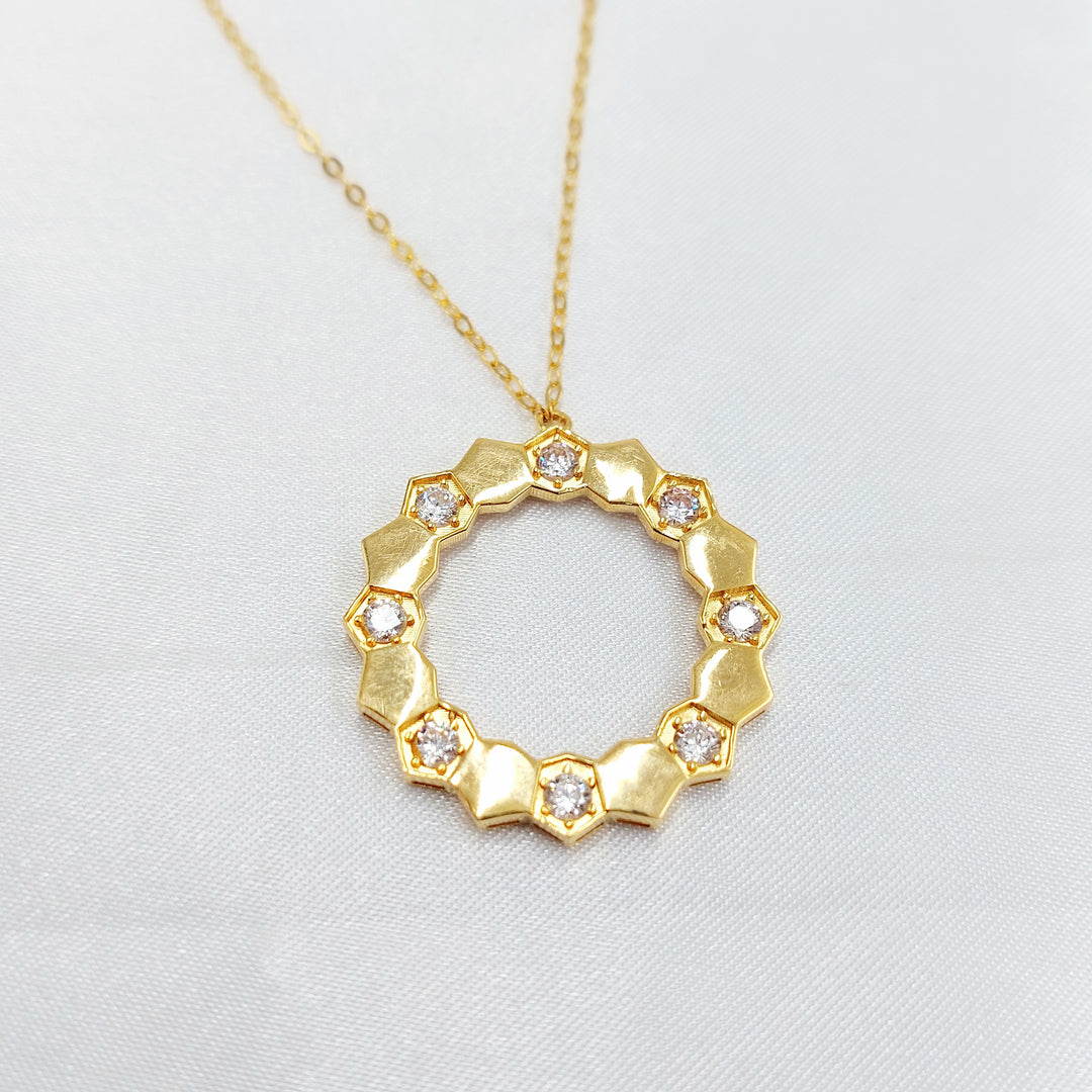 21K عقد شمس مرصع-مجوهرات الشيخ سعيد-Saeed Jewelry 