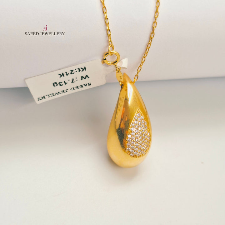 21K عقد لوزة مرصع-مجوهرات الشيخ سعيد-Saeed Jewelry 