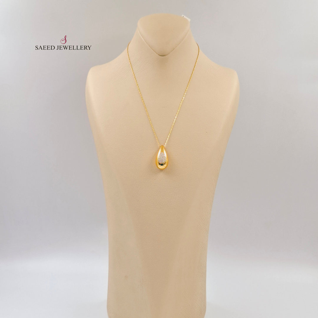 21K عقد لوزة مرصع-مجوهرات الشيخ سعيد-Saeed Jewelry 