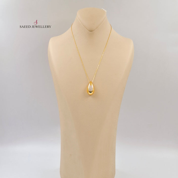 21K عقد لوزة مرصع-مجوهرات الشيخ سعيد-Saeed Jewelry 