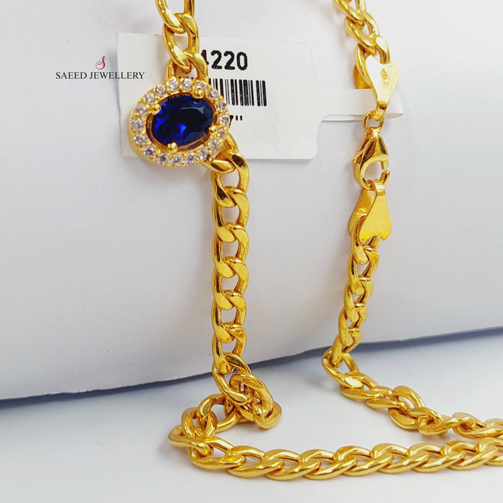 21K عقد جنزير مرصع-مجوهرات الشيخ سعيد-Saeed Jewelry 