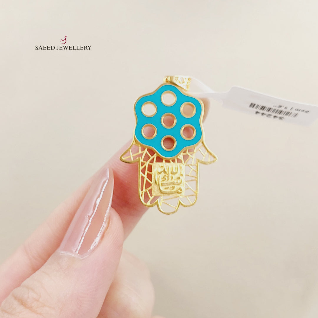 21K تعليقة كف مينا-مجوهرات الشيخ سعيد-Saeed Jewelry 